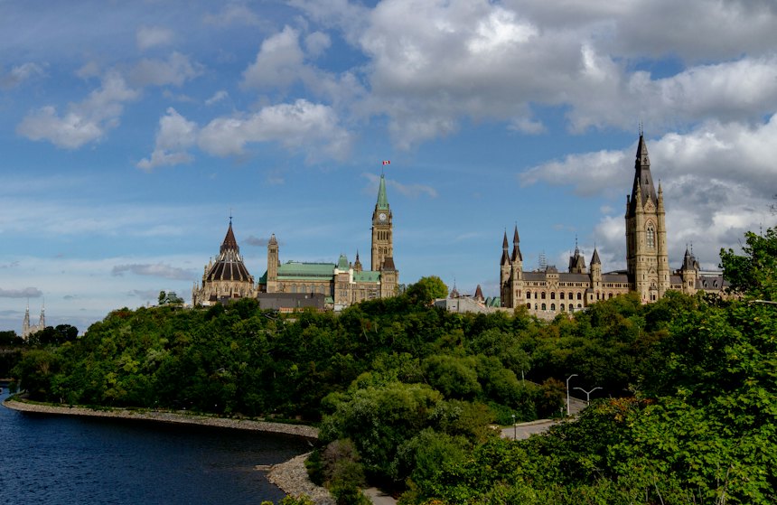 Parliament Hill seen across the Ottawa River